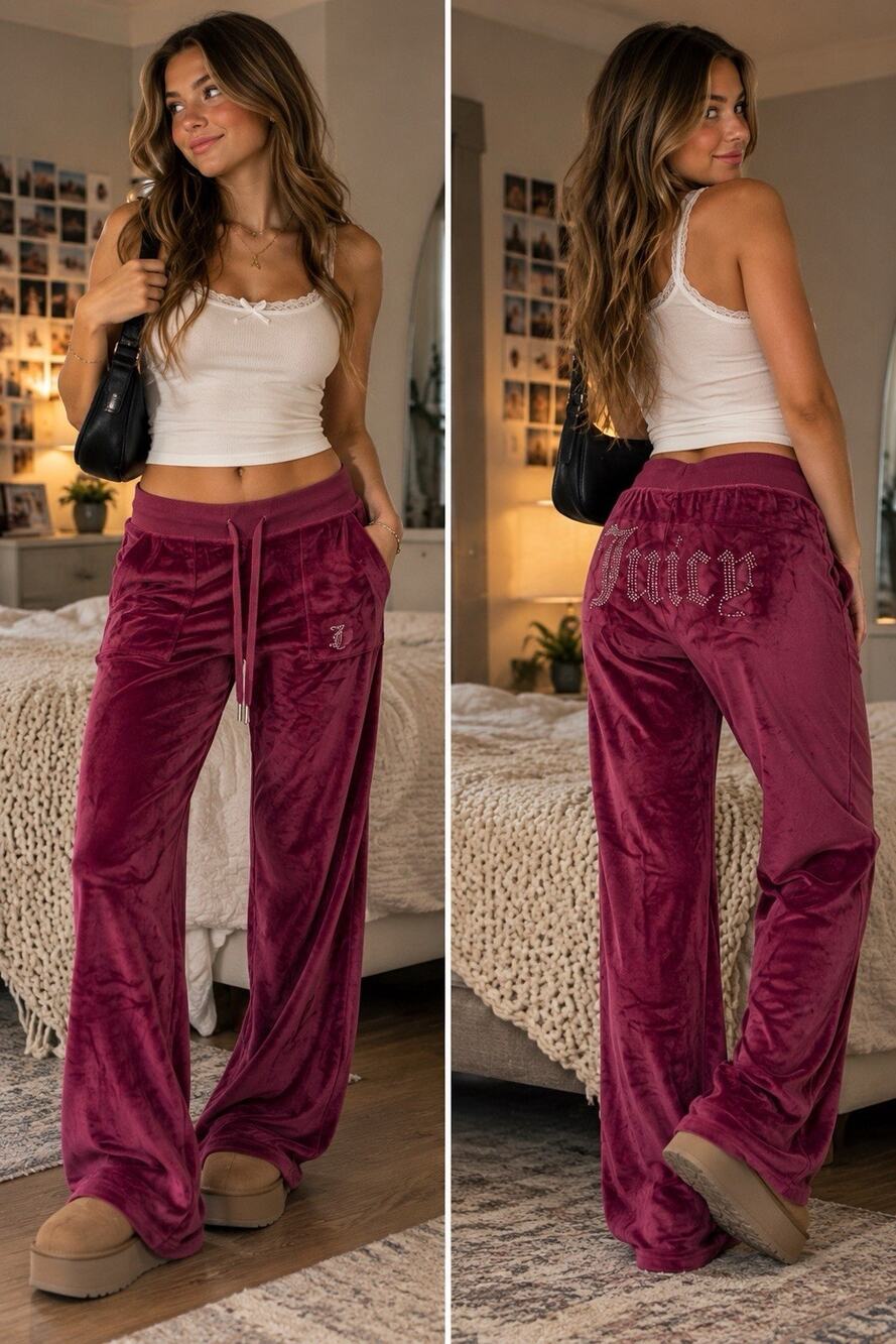 Juicy Couture Women's Sleepwear Velour Pink Rhinestone Logo Lounge Pants S
